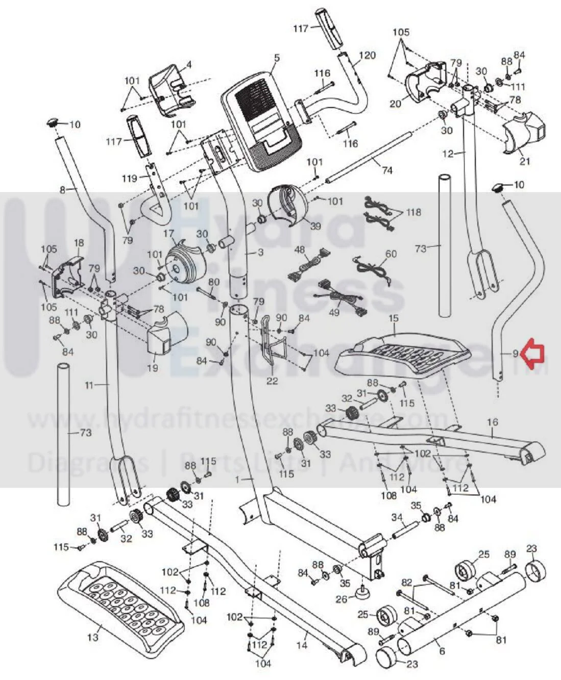 Proform 490 LE 500 LE Smart Strider Elliptical Right Upper Body Arm 290659 - Image 2