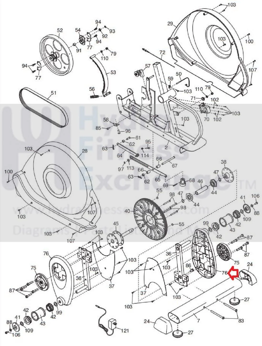 Proform 500 LE PFEL049100 PFEL049101 Elliptical Right Handlebar Assembly 309265 - Image 2