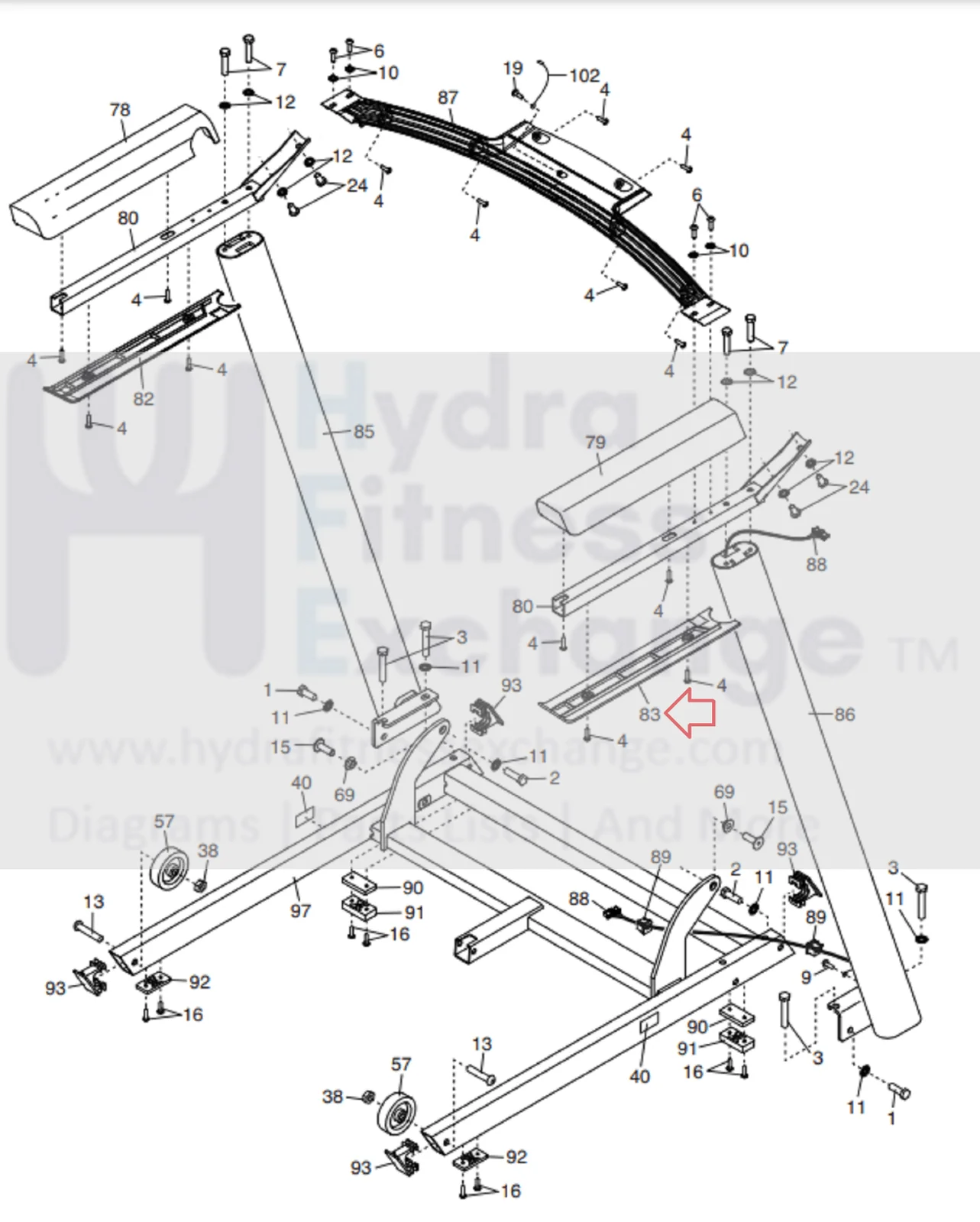 Proform 505 CST Treadmill Right Bottom Handrail Cover 423420 - Image 2