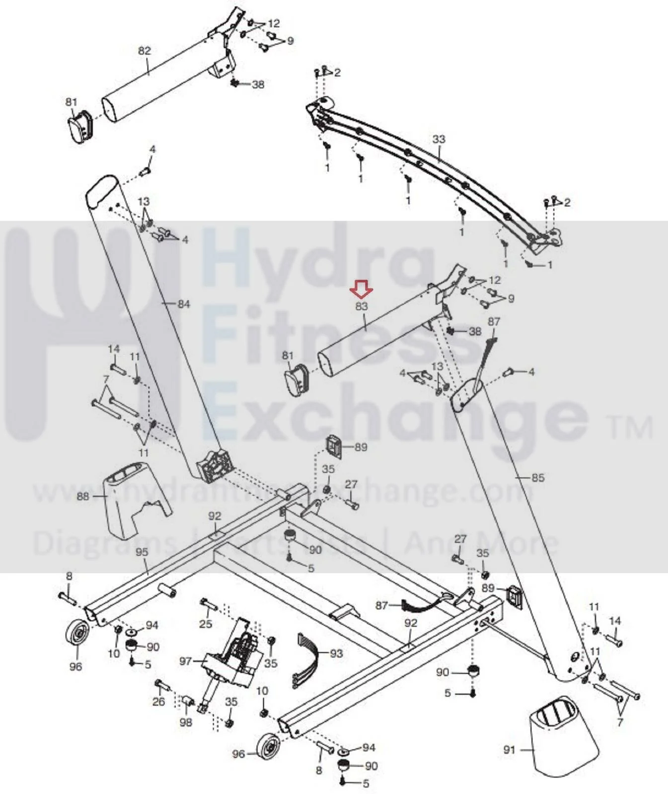 Proform 515 TX -PFTL590110 PFTL595100 PETL997110 Treadmill Right Handrail 302725 - Image 3