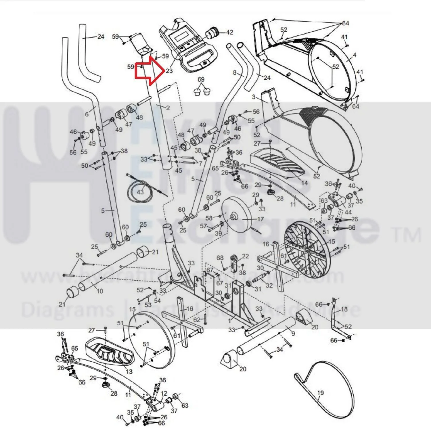 Proform 650 Cross Trainer E660 Elliptical Display Console Assembly 184381 - Image 2