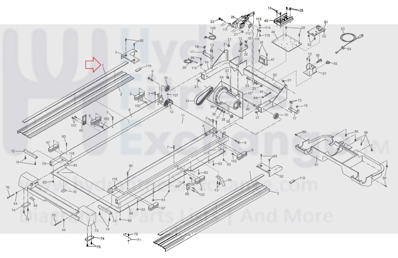 Proform 725EX 785EX J8 PT6 Treadmill Left or Right  Black Deck Rail Cover 149251 - Image 2