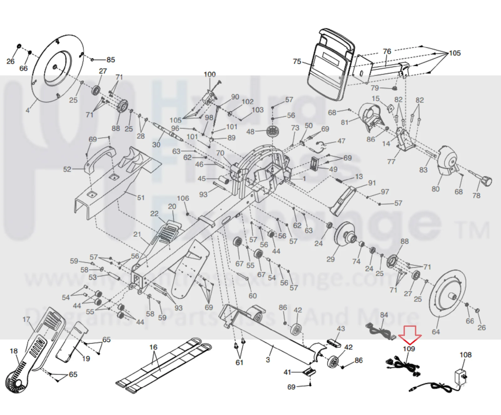 Proform 750R - PFRW581180 Rower Main Wire 406076 - Image 2