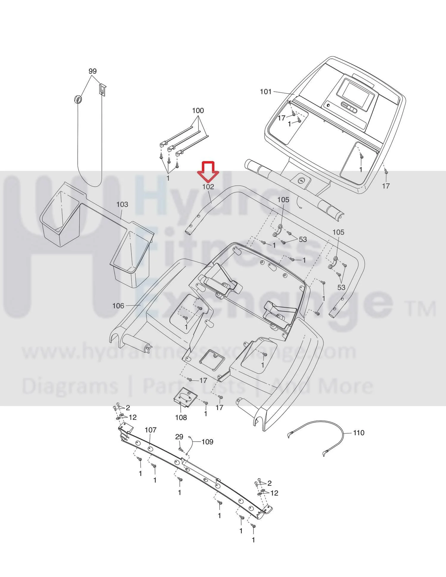 Proform 790T 1050T 400 CT 510 RT 590T ZT5 Treadmill Console Frame 306943 - Image 2