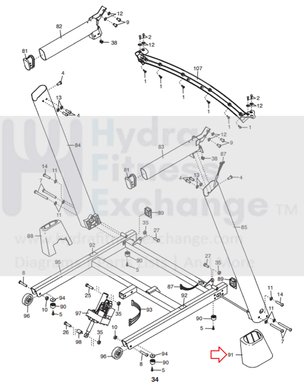 Proform 950 - PETL997110 400 - PFTL595100 Treadmill Right Base Cover 301671 - Image 2