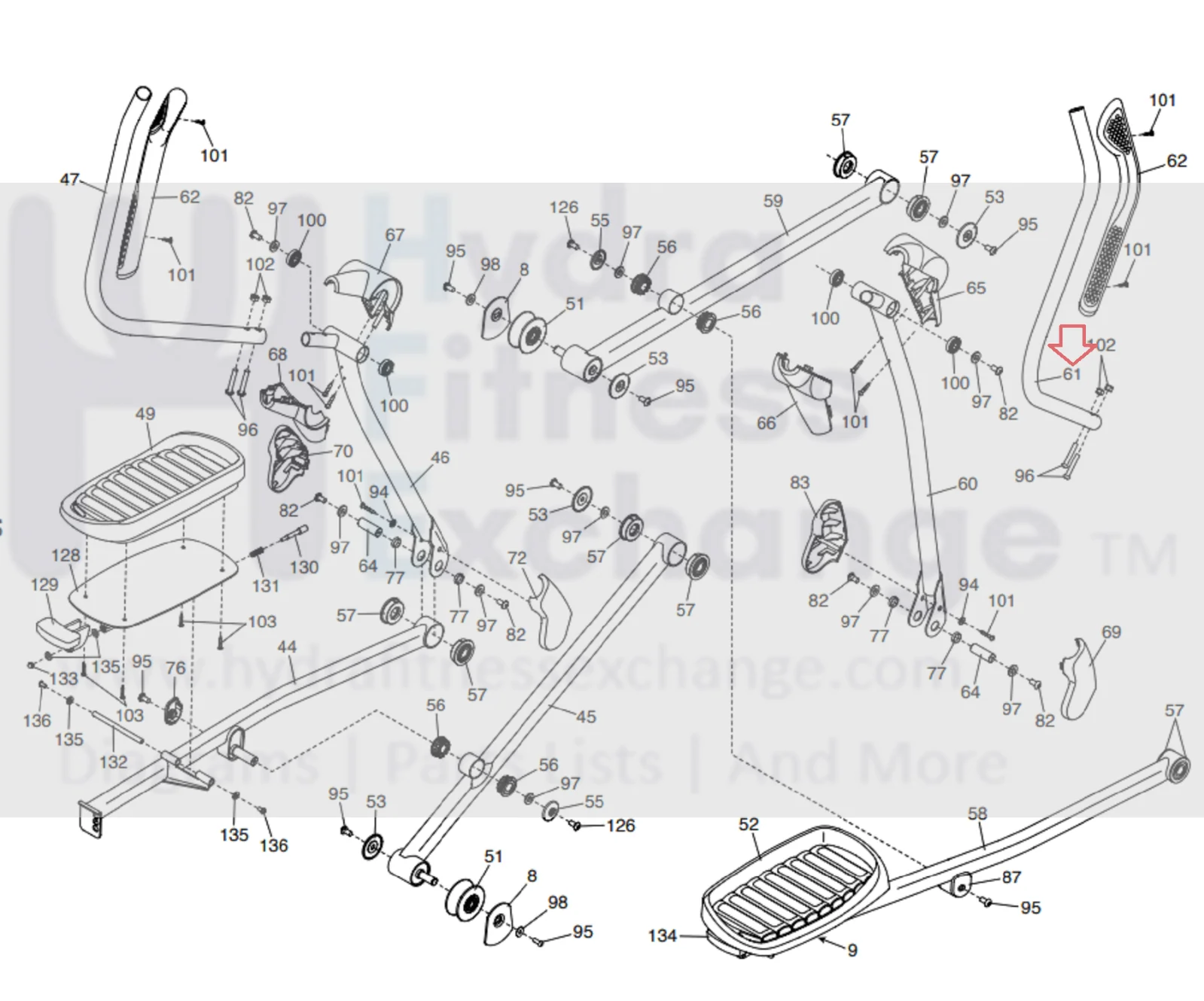 Proform C 9.5 Series Endurance 920 E Elliptical Right Upper Body Arm 385341 - Image 2