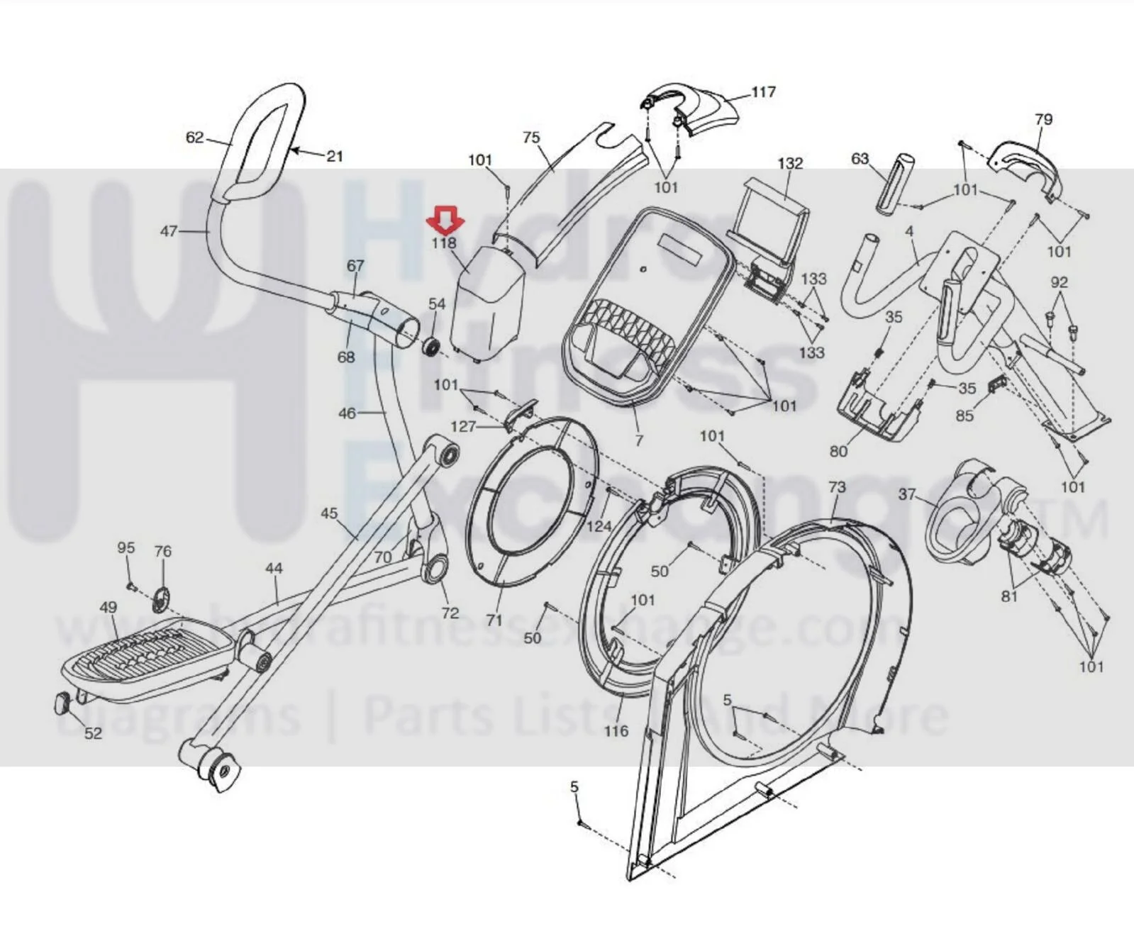 Proform Coachlink E9.0 Carbon EL Elliptical Rear Shield Cover 397938 - Image 2