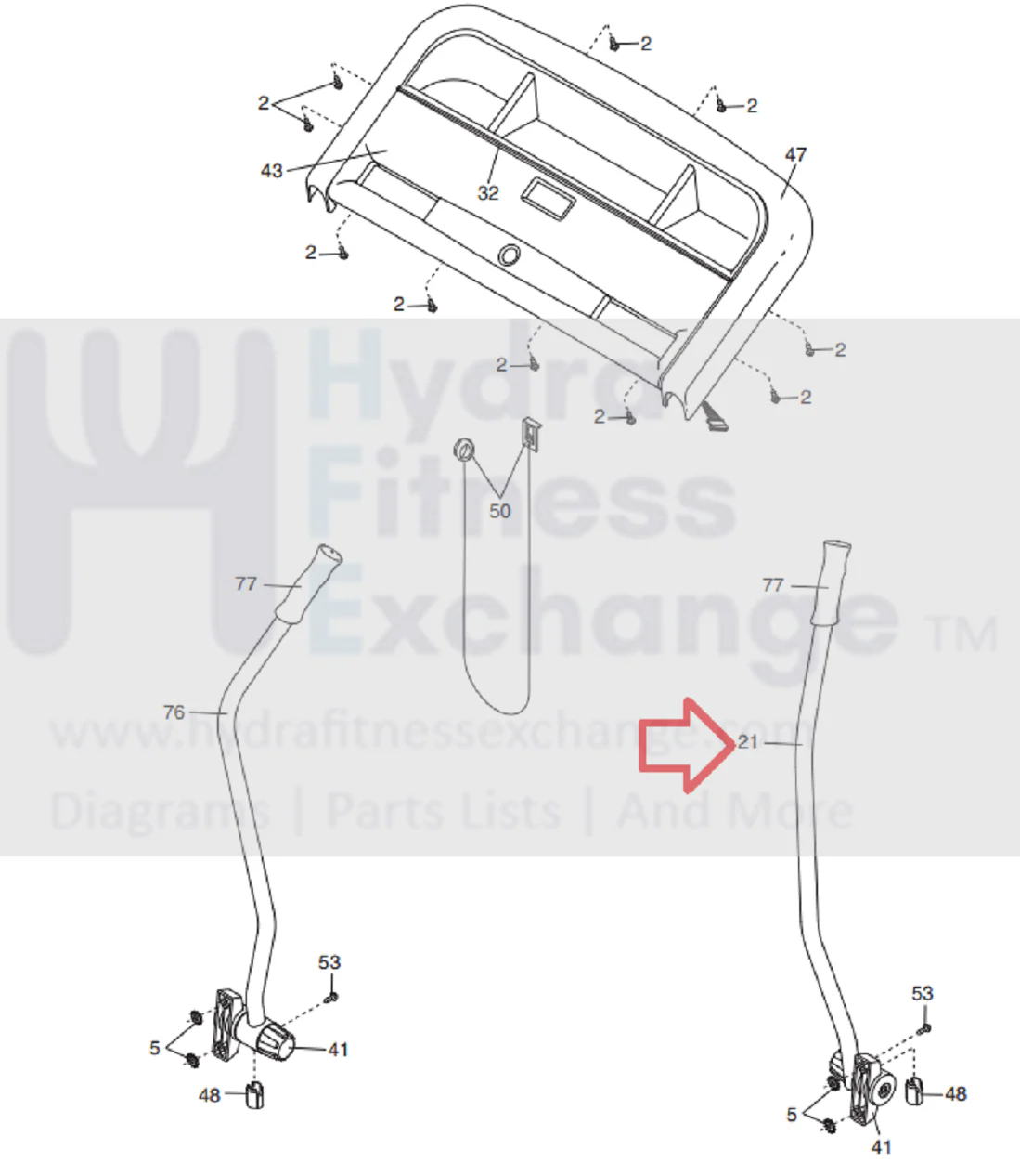 Proform Crosswalk 357E 405E 425 - X Treadmill Right Upper Body Arm W/Grip 248102 - Image 2