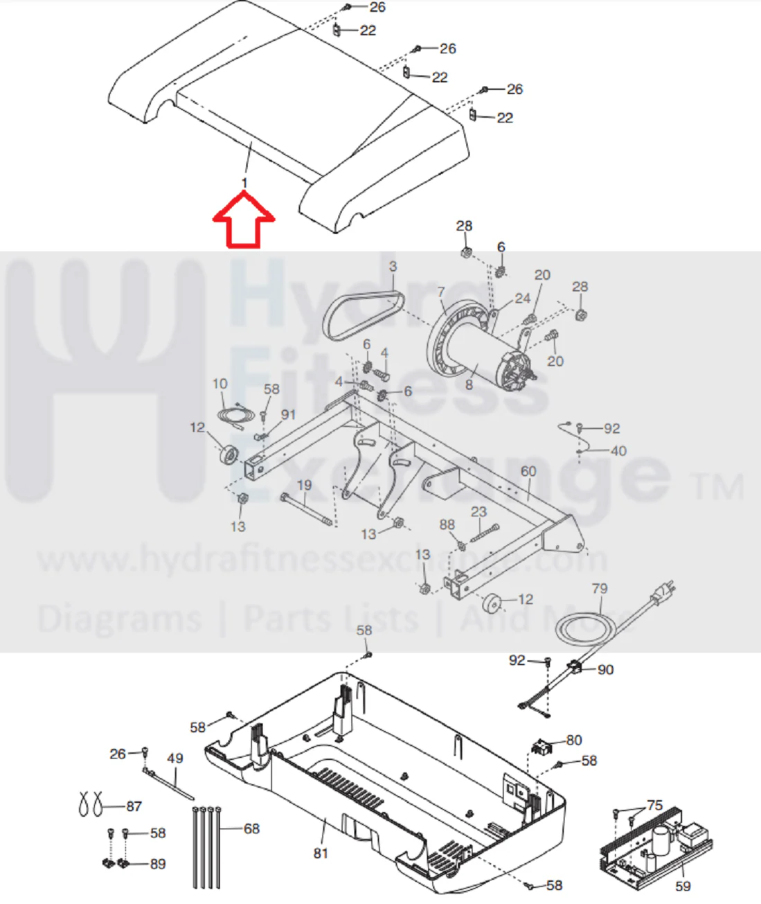 Proform Crosswalk 405 E Treadmill Motor Hood Shroud Cover MFR-241173 or 248090 - Image 2
