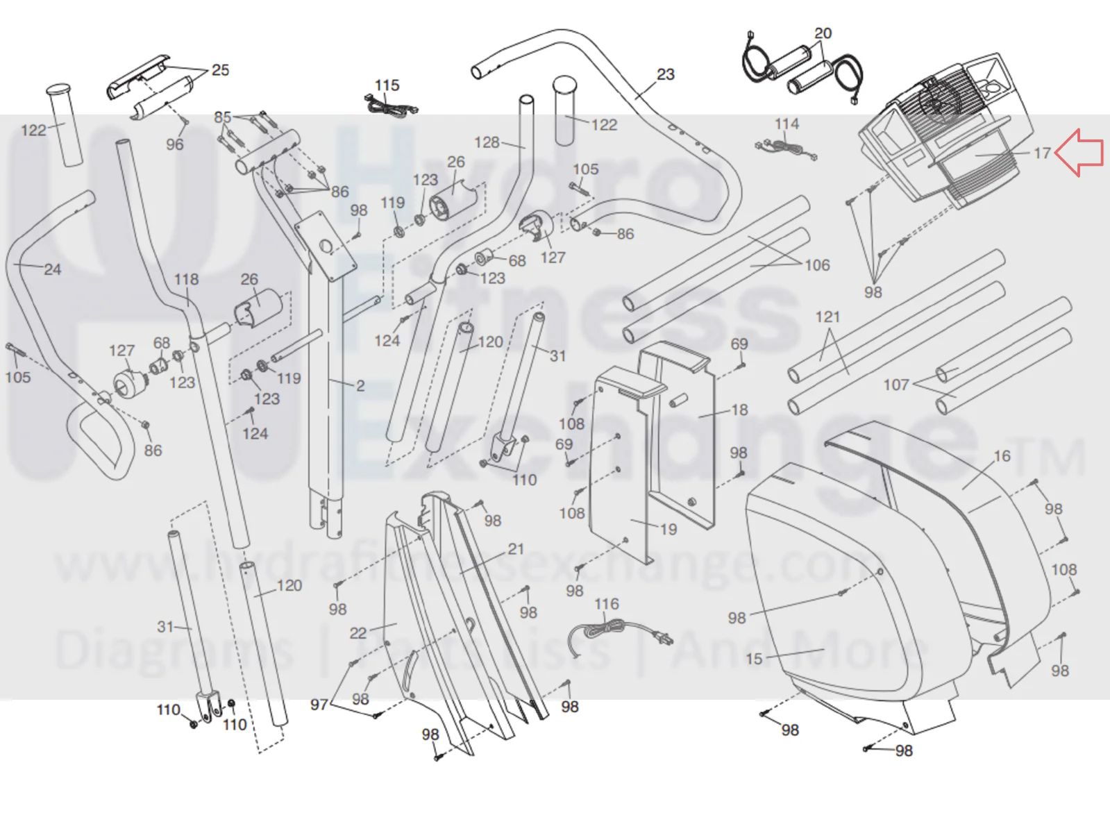 Proform CX 1050 Club Design 800 Elliptical Display Console Assembly 211969 - Image 3