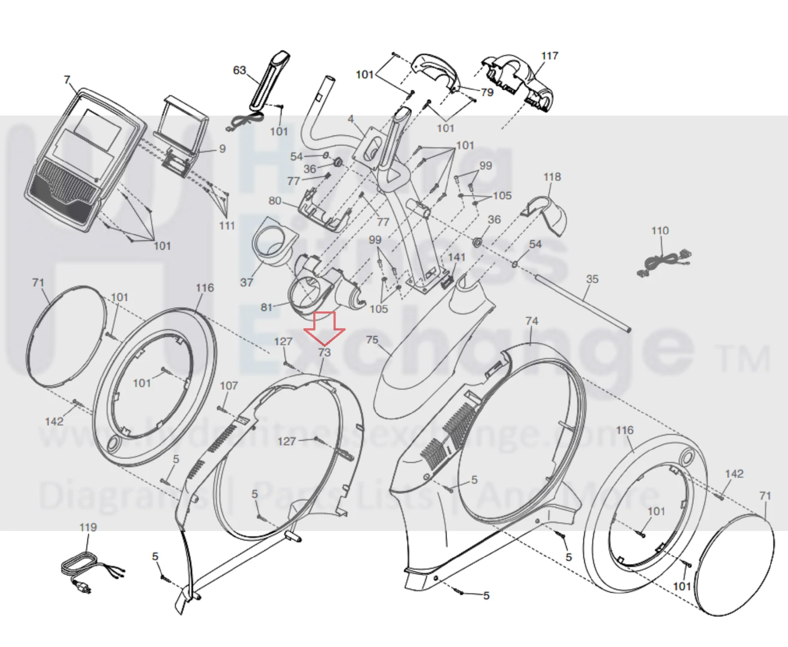Proform Endurance 720 E 920 E Elliptical Left Shield 385366 - Image 2