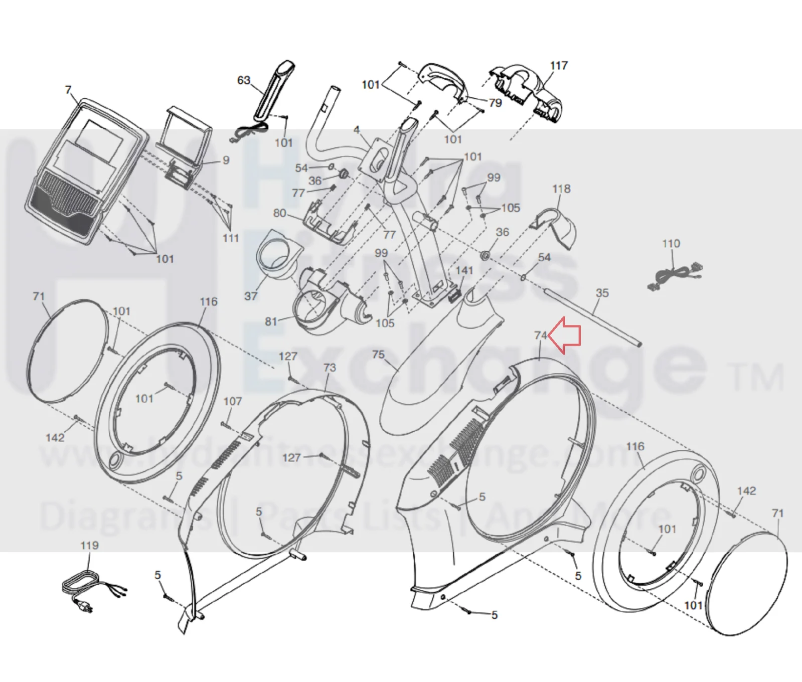 Proform Endurance 720 E 920 E Elliptical Right Shield 385367 - Image 2