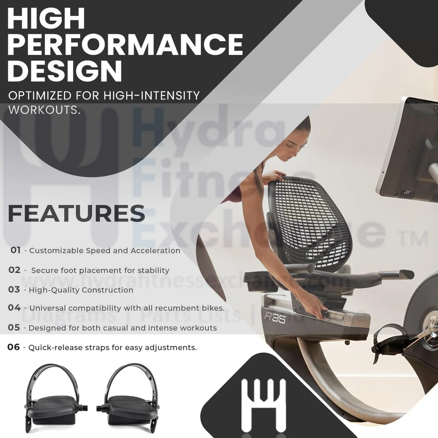 Proform Gold's Gym Icon Weslo GG STRIDE TRAINER 310 350I 380 STRIDE TRAINER 220 ZLE MOMENTUM CT 5.9 Elliptical Right Pedal 278581 - Image 2
