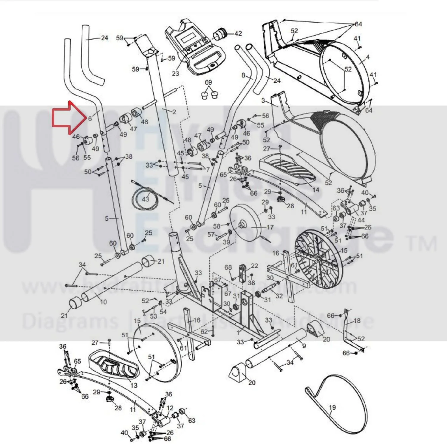Proform HealthRider Elliptical Left Upper Handlebar Assembly 183209 - Image 2