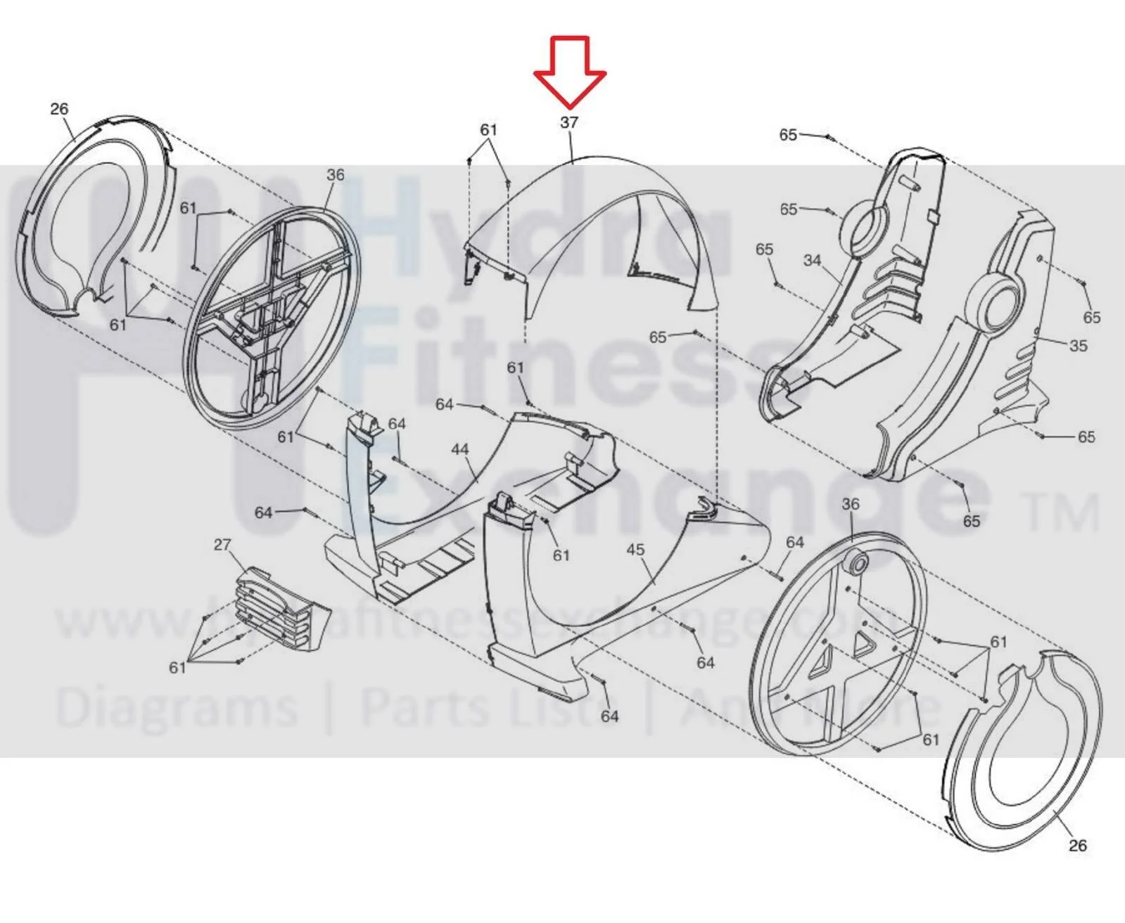 ProForm HealthRider H45E Smart Strider Elliptical Top Shield Cover 351836 - Image 2