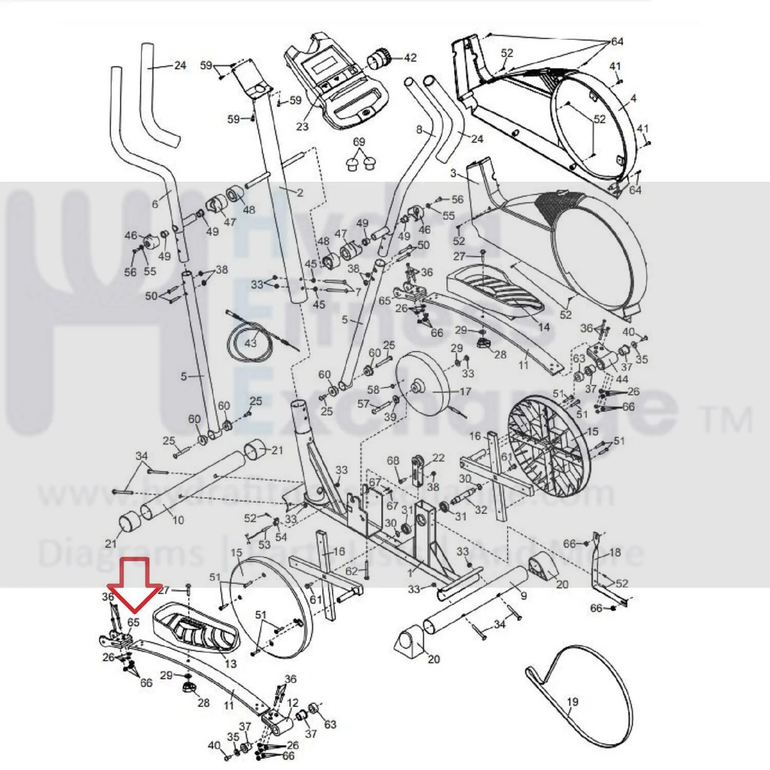 Proform HealthRider NordicTrack Elliptical Front Pedal Arm Bracket 178260 - Image 2