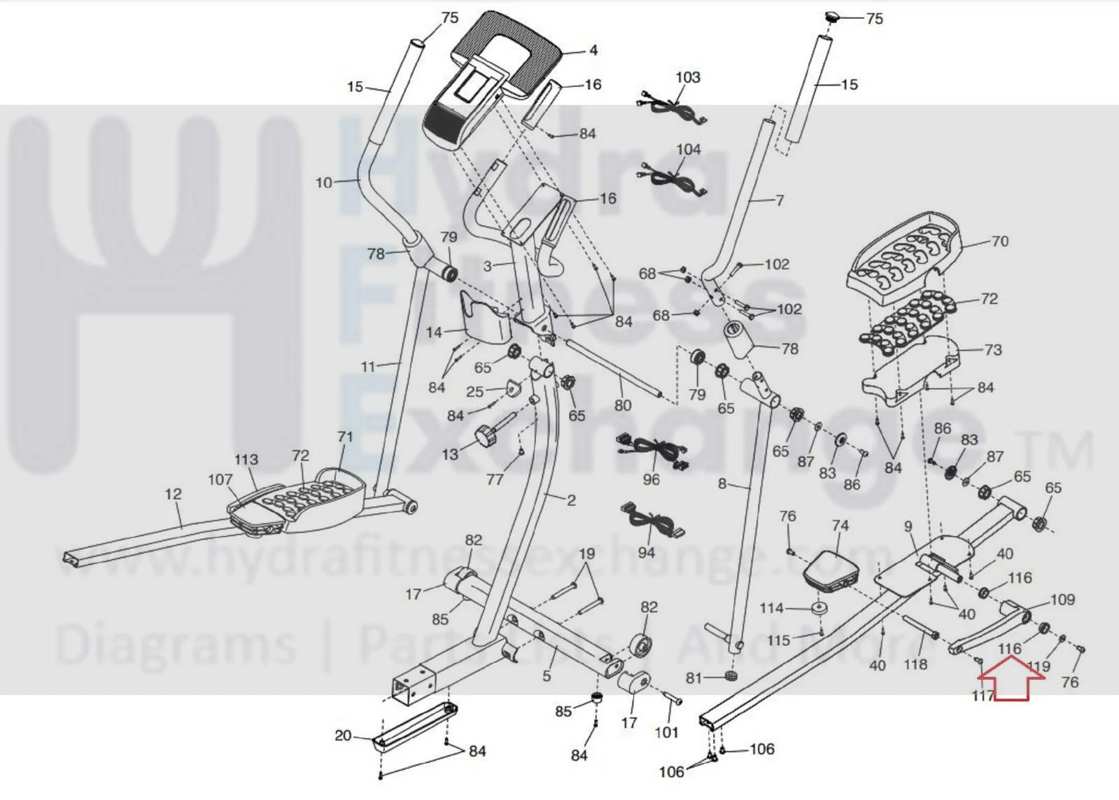 Proform Hybrid Trainer Pro Elliptical Pedal Brace Bushing 372718 - Image 2