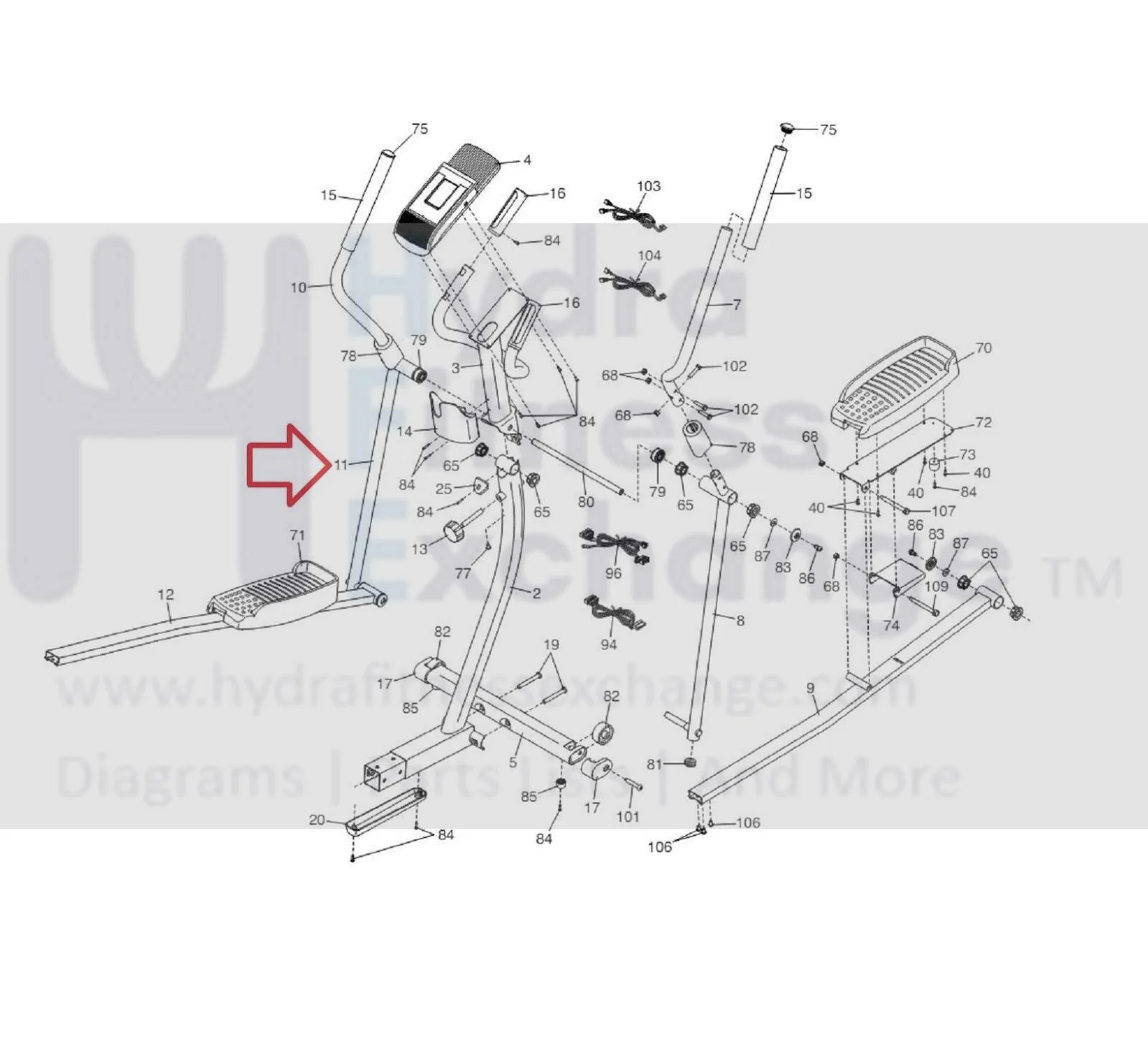 Proform Hybrid Trainer Pro (WHT) Elliptical Left Upper Body Leg 372207 - Image 2