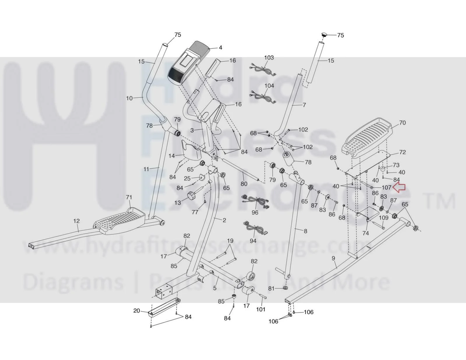 ProForm Hybrid Trainer WHT Elliptical Bolt M8 - 1.25 89mm 372441 - Image 3