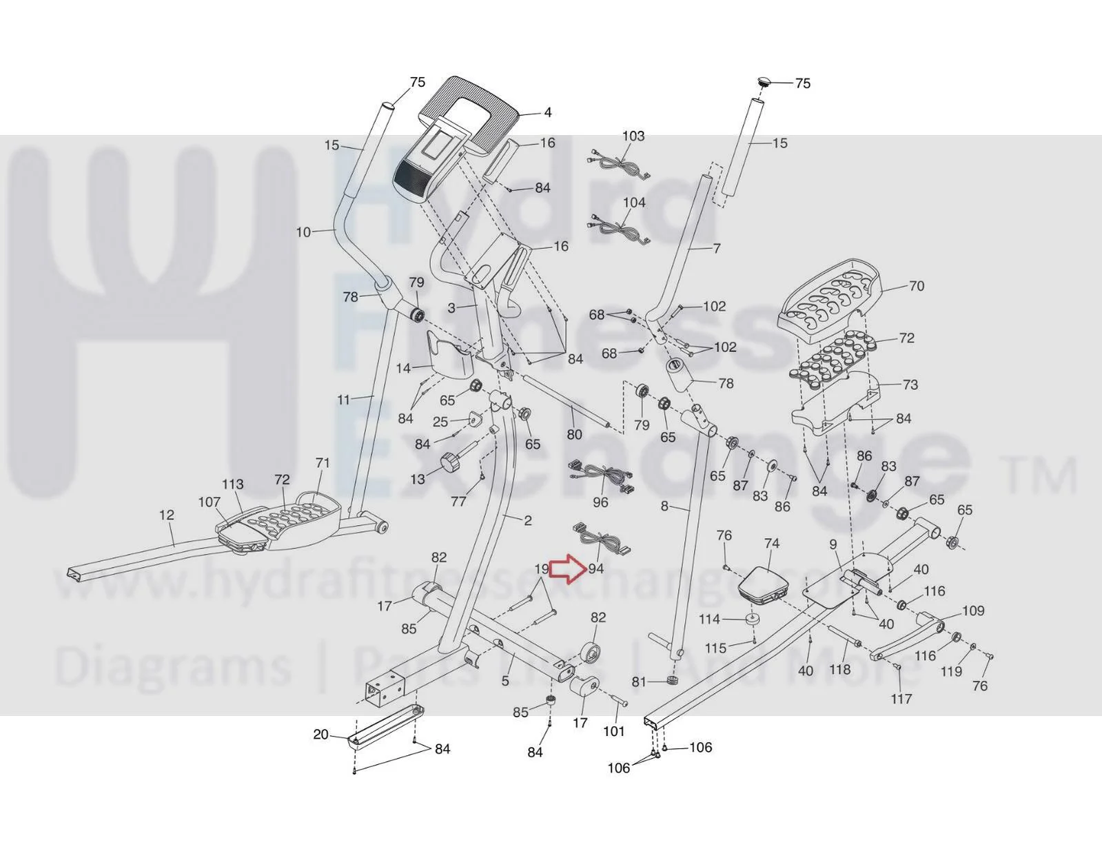 Proform Hybrid Trainer (WHT) PRO Elliptical Upper Console Wire Harness 372406 - Image 2