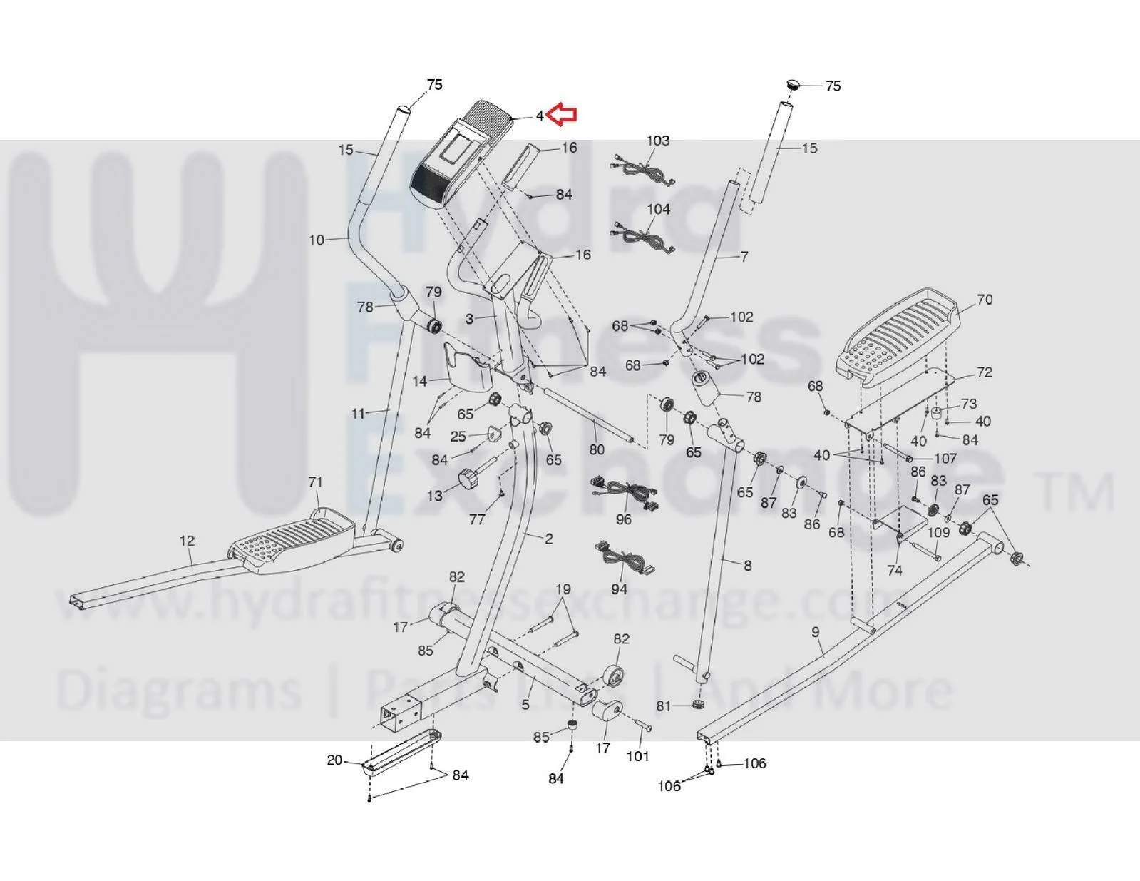 ProForm HYBRID TRAINER(WHT) Elliptical Display Console Assembly 372328 - Image 2