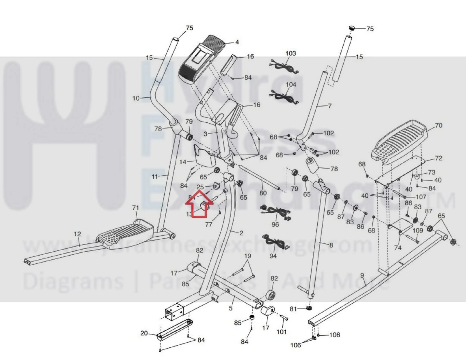 ProForm HYBRID TRAINER(WHT) PRO Elliptical Pivot Cover 372009 - Image 2