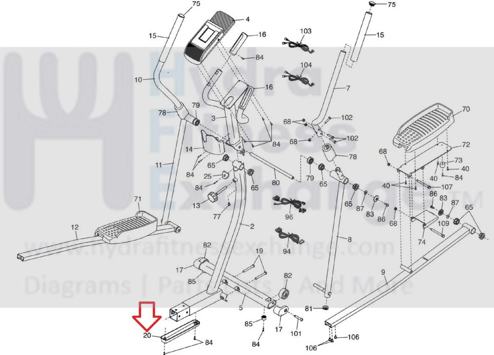 ProForm HYBRID TRAINER(WHT) PRO Elliptical Wire Cover 372120 - Image 2