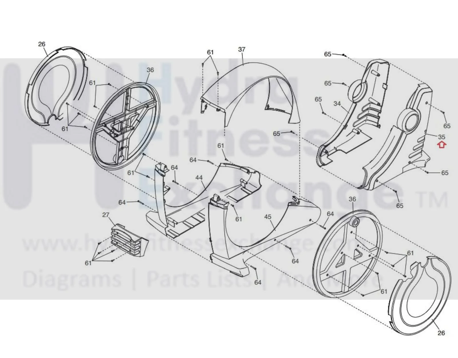 Proform Nordictrack Health Rider Elliptical Right Front Shield 351774 & 350722 - Image 3