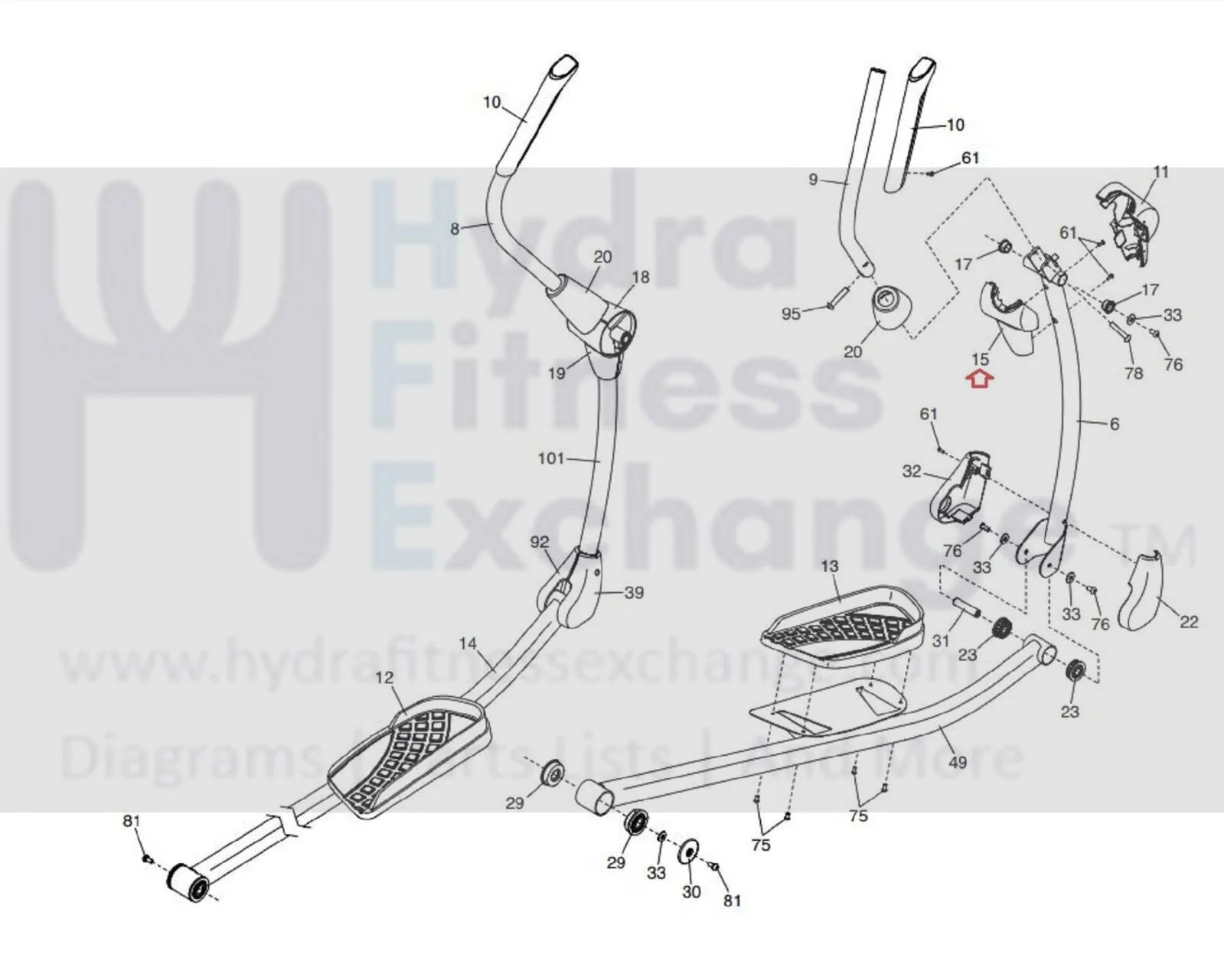 Proform Nordictrack Health Rider Elliptical Right Leg Rear Cover 349865 - Image 3