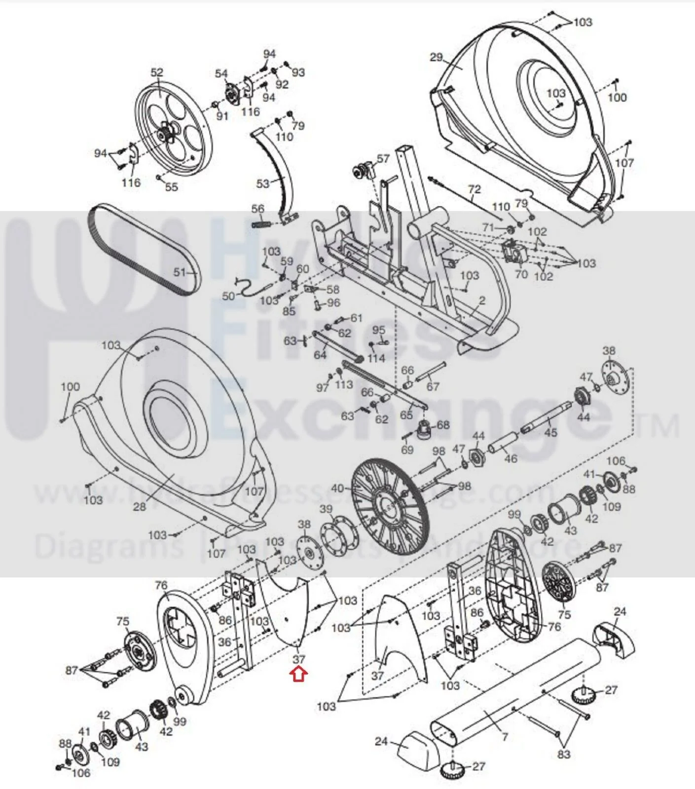 Proform NordicTrack Image 850 XP130 890 Elliptical Blue Inner Crank Cover 228283 - Image 3