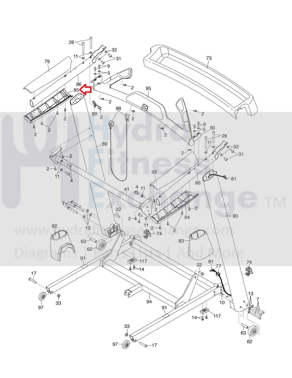 Proform Nordictrack Treadmill Left Bottom Handrail 349983 - Image 2
