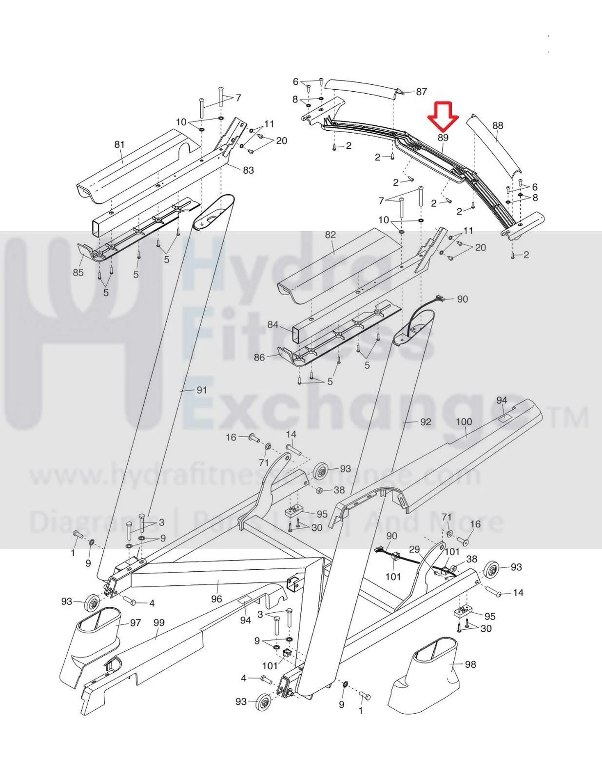 Proform NordicTrack Treadmill Pulse Crossbar 425132 & 424583 & 424584 - Image 2