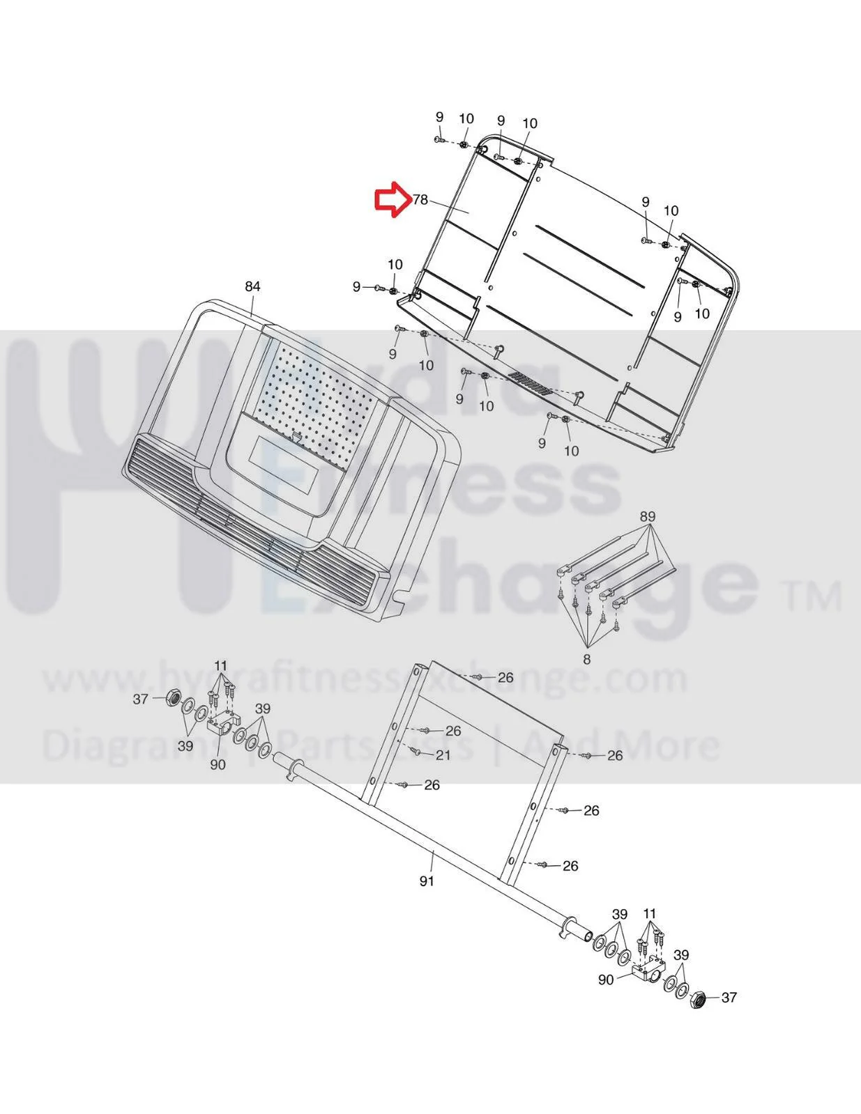 Proform Performance 1250 Thineline Prodesk Treadmill Console Back Cover 353494 - Image 2