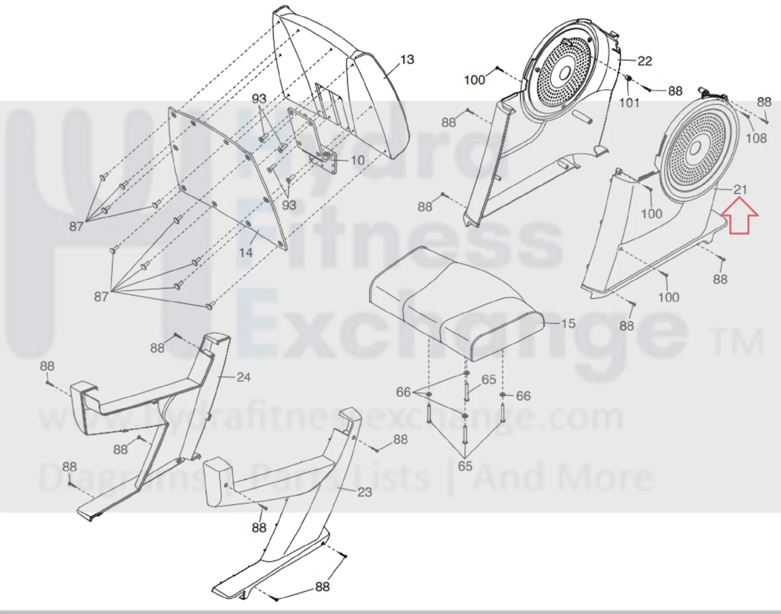 Proform PFEX739110 Stationary Bike Right Front Side Shield Cover 320718 - Image 2