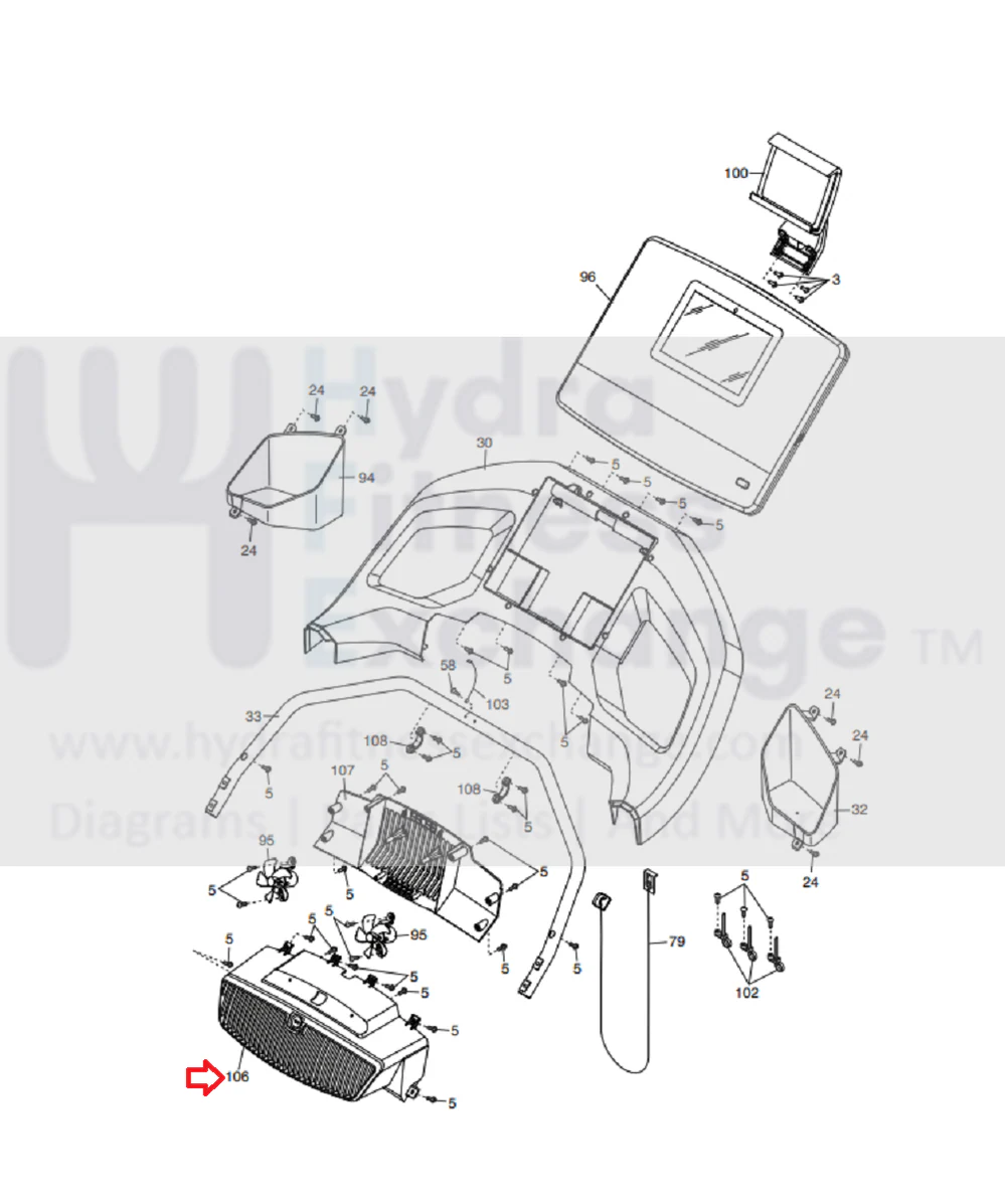 Proform PRO 2000 5000 Treadmill Center Fan Assembly 409675 & 407833 & 412929 - Image 2