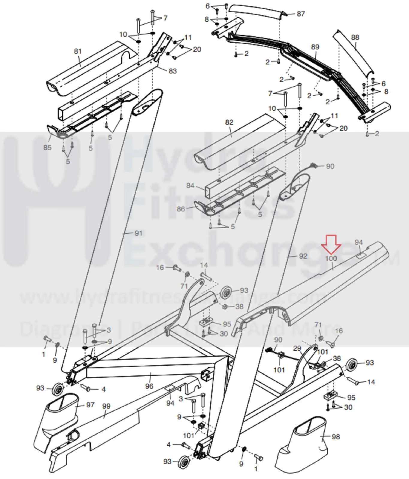 ProForm PRO 2000 - PFTL12820-INT0 Treadmill Right Inner Base Cover 428788 - Image 2