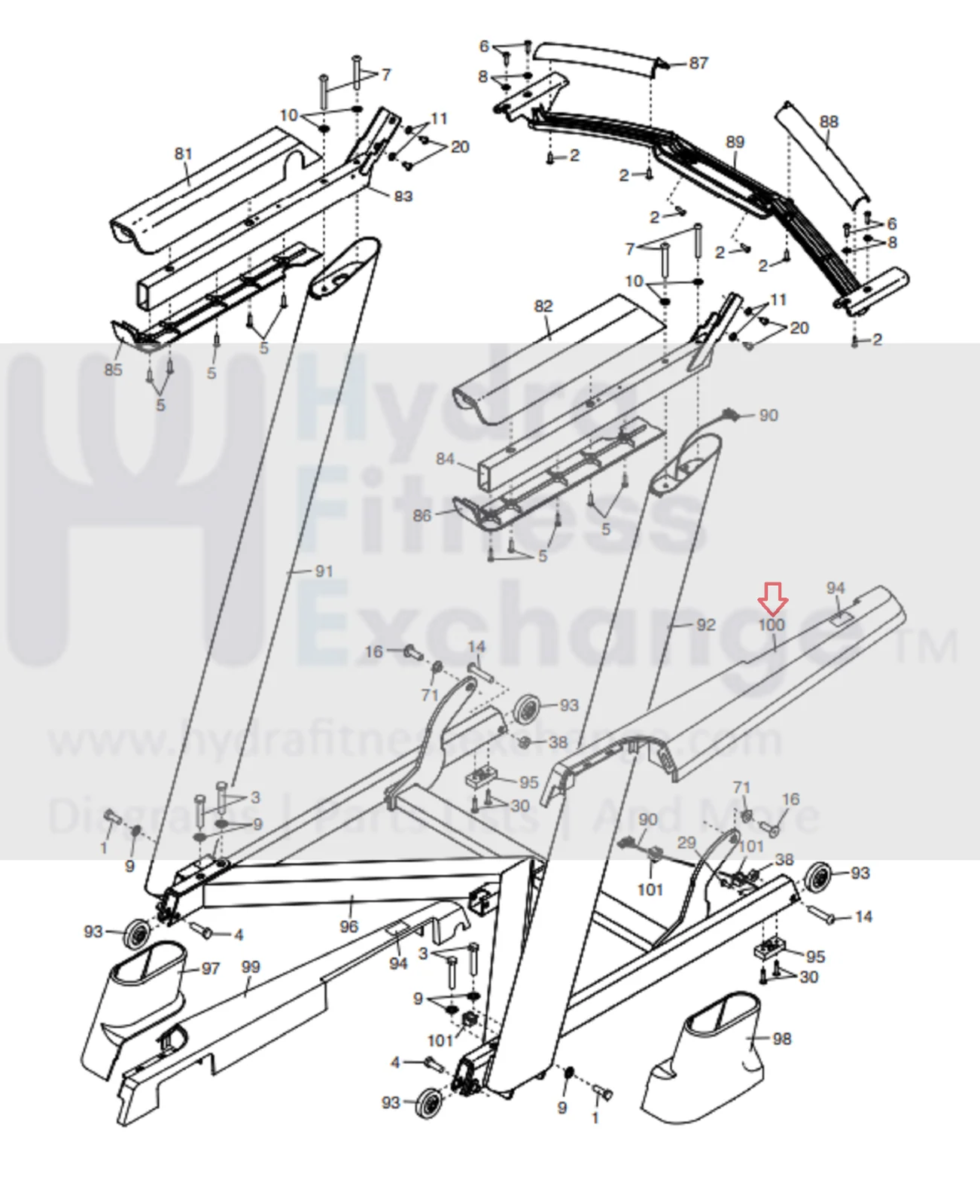 ProForm Pro 9000 2000 Treadmill Right Inner Base Cover MFR-428788 & 434238 - Image 2