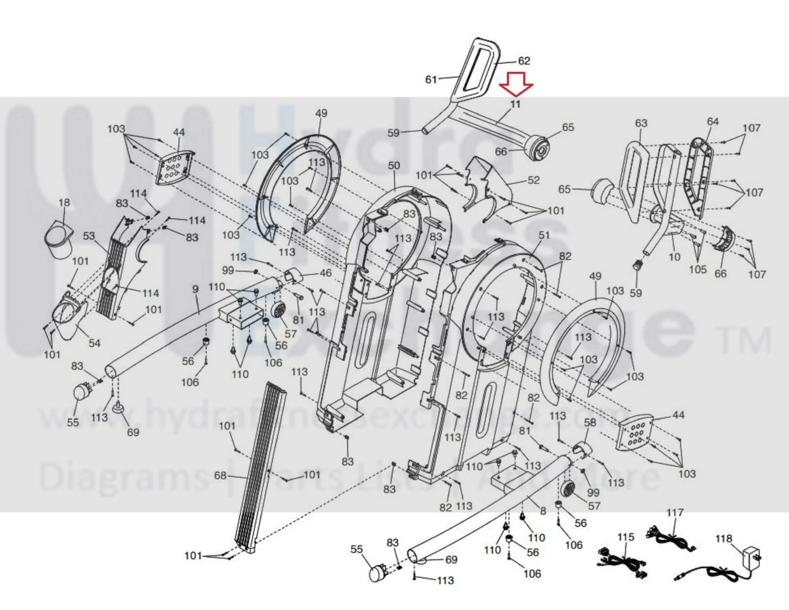 ProForm PRO HIIT H14 CARBON HIIT H7 Elliptical Left Handlebar 416222 - Image 3