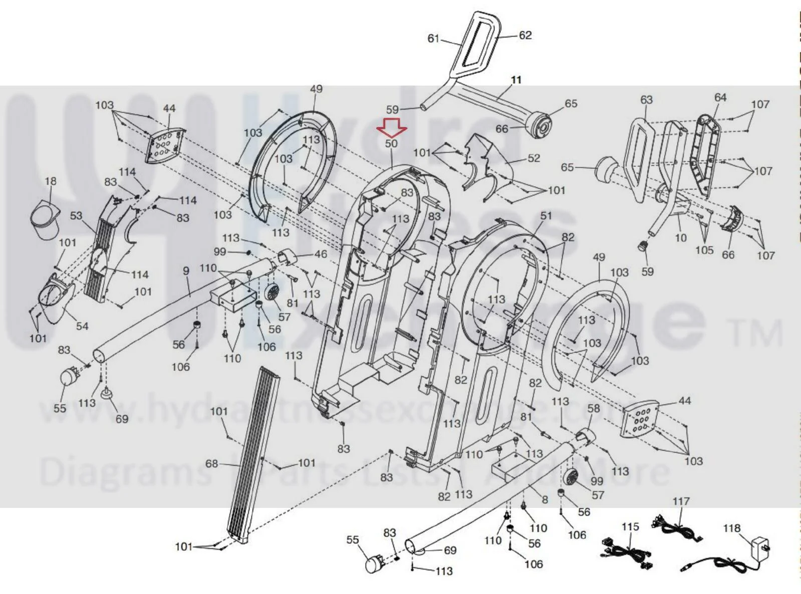 ProForm PRO HIIT H14 CARBON HIIT H7 Elliptical Left Shield 418129 - Image 3