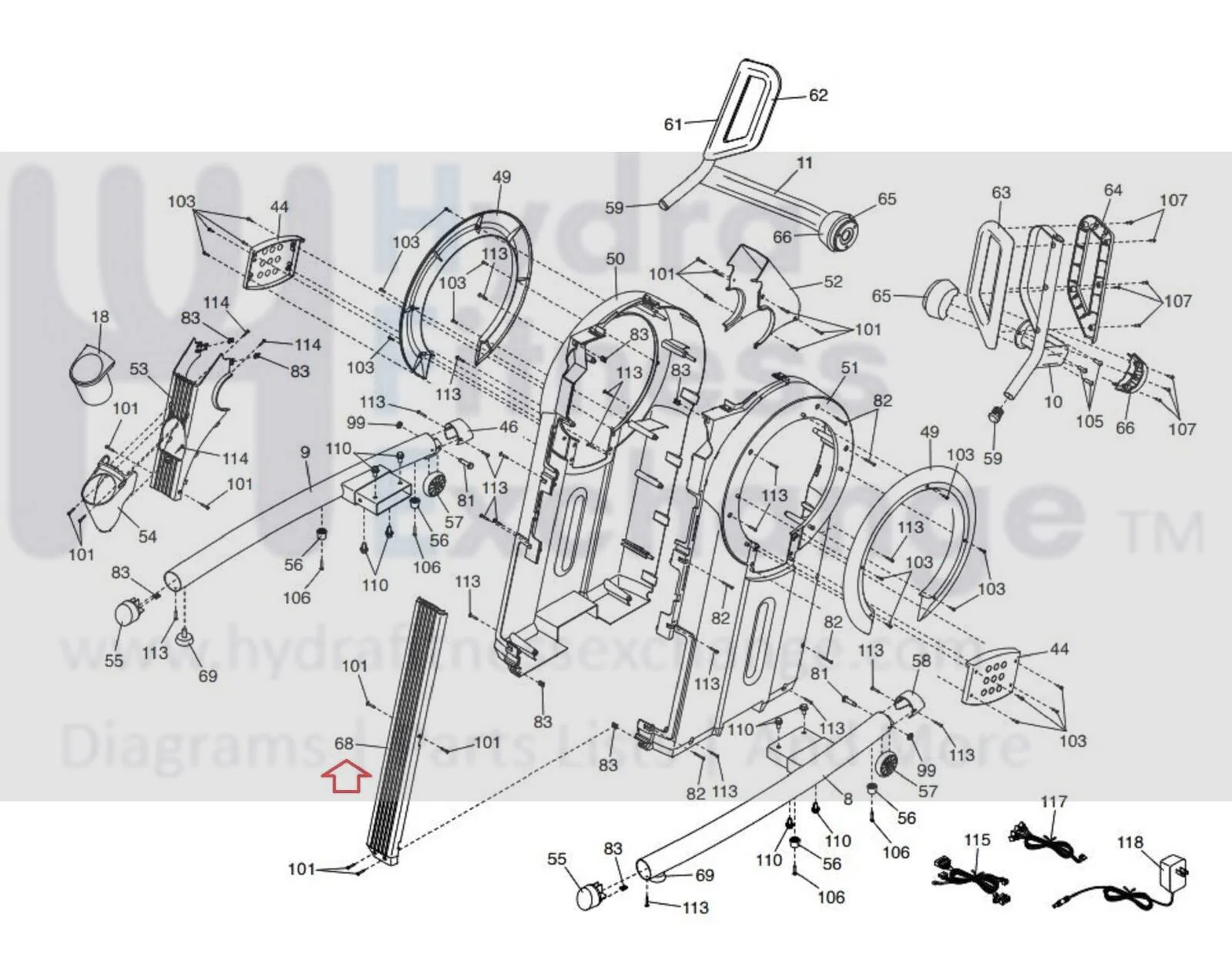 ProForm PRO HIIT H14 CARBON HIIT H7 Elliptical Lower Rear Shield Cover 416203 - Image 3