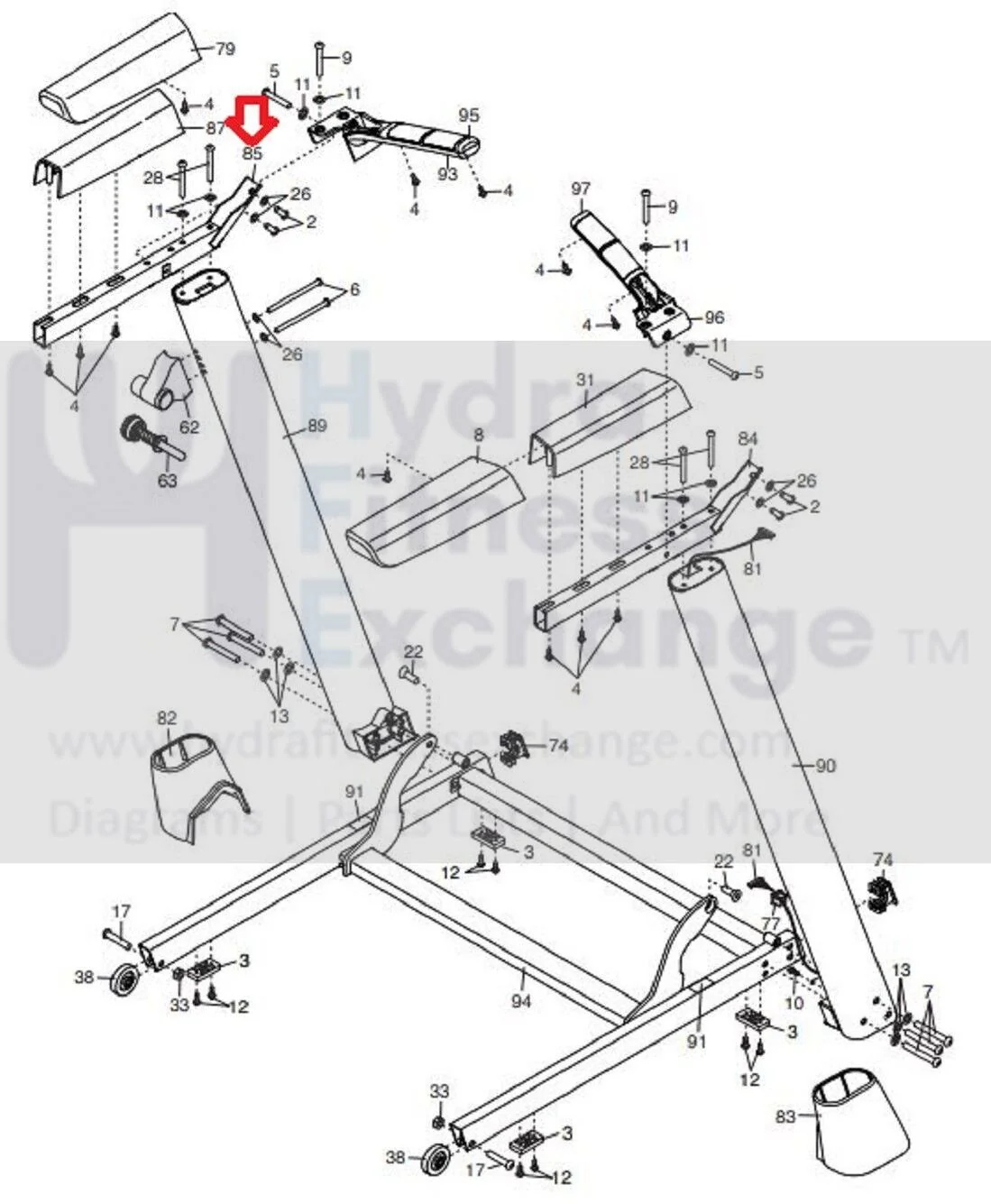 Proform Reebok HealthRider Treadmill Left Handrail 350073 - Image 3