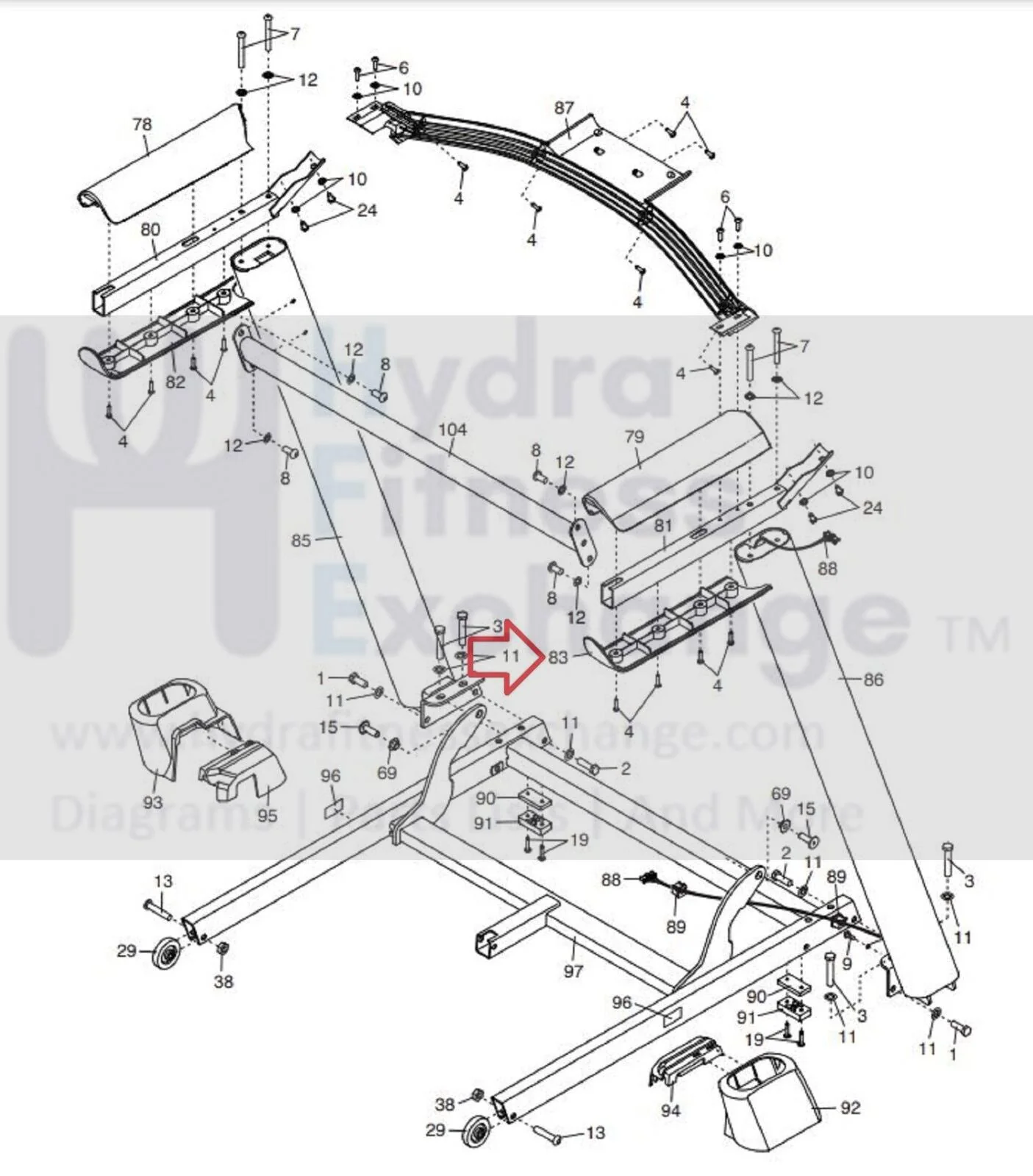 Proform T10 T7 TL Trainer 8.0 12.0 Treadmill Right Handrail Bottom Cover 415509 - Image 2