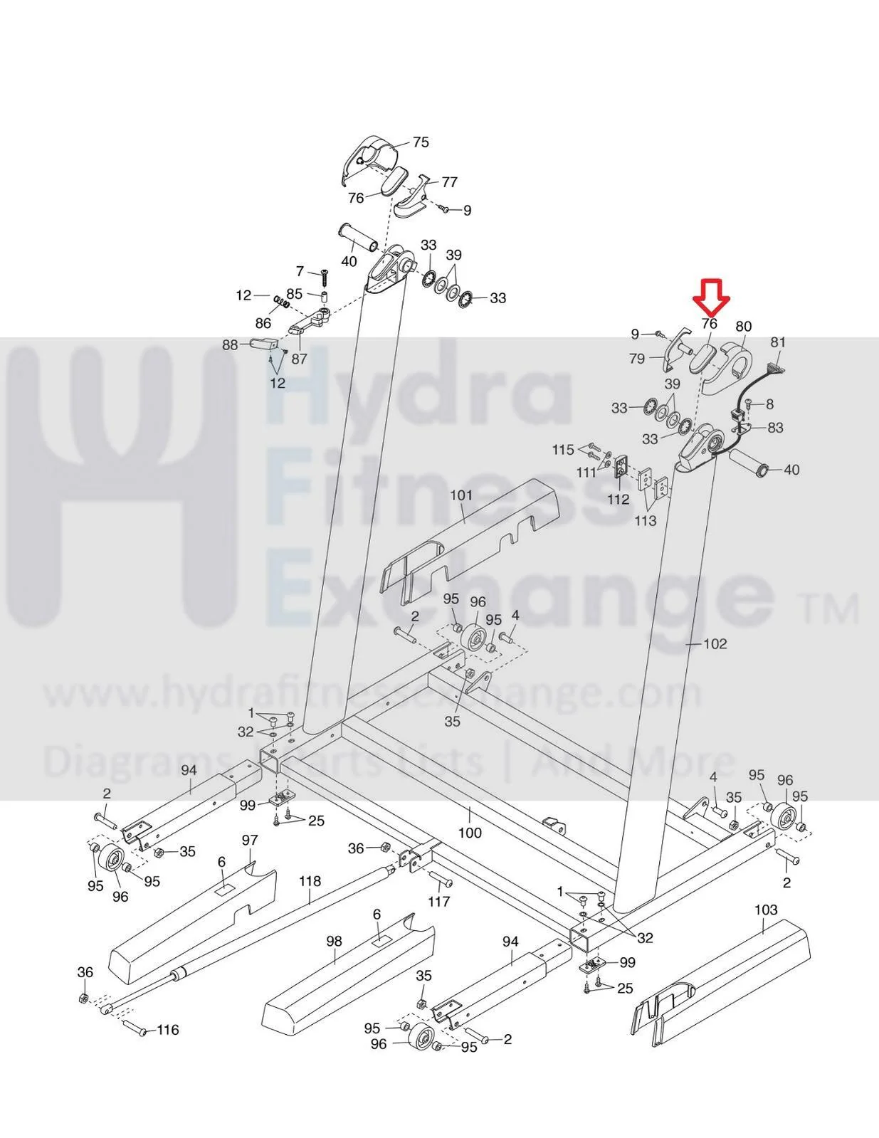 Proform Thineline Prodesk Performance 1250 Treadmill Center Cover 354896 - Image 2