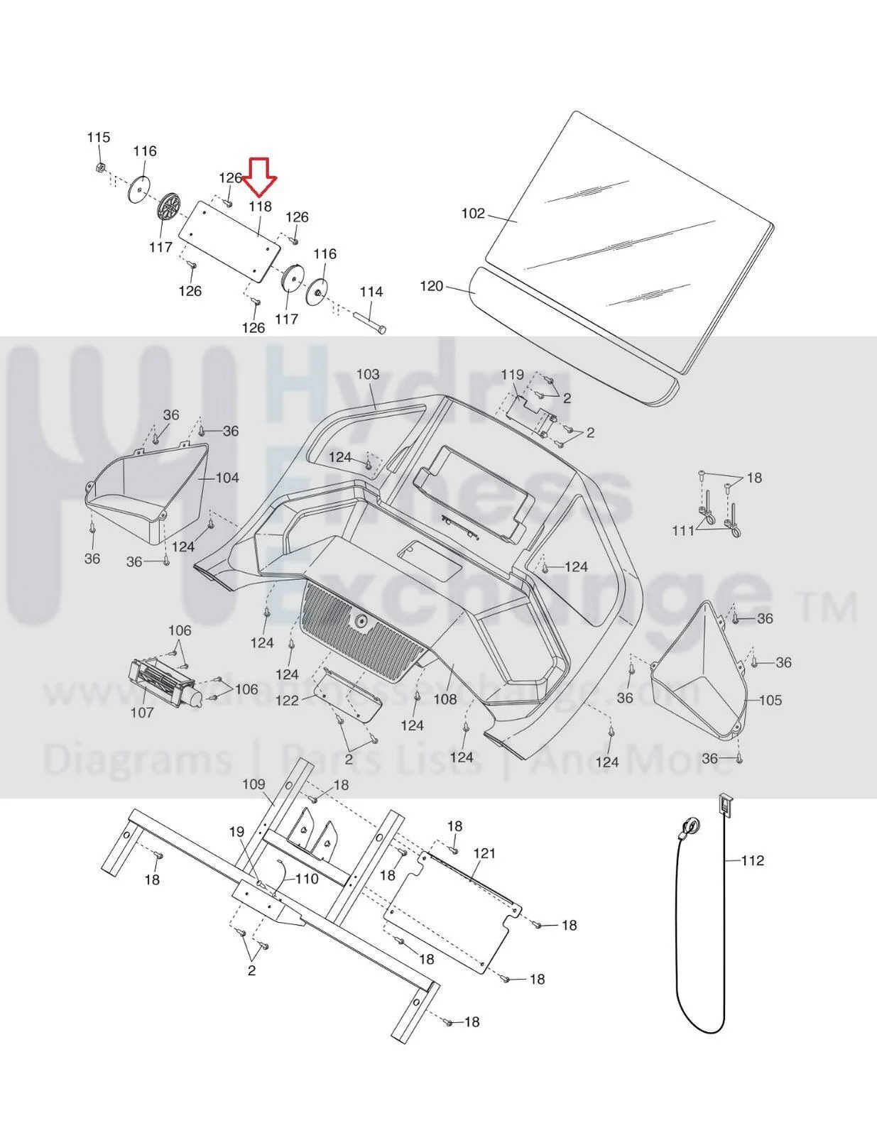 ProForm Treadmill Console Plate Plastic & Large Metal Bushing 425411 & 405261 - Image 2