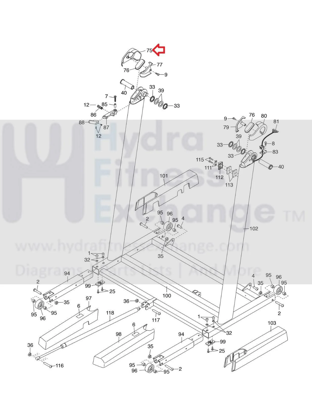 Proform Treadmill Left Outside Pivot Cover 354428 - Image 2