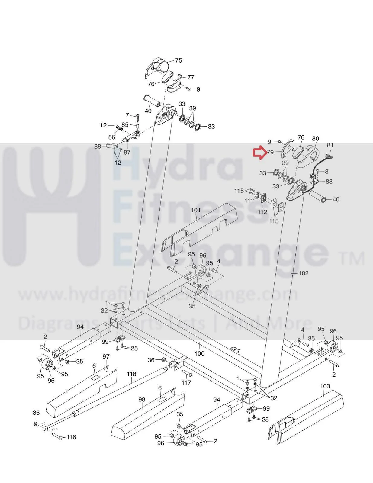 Proform Treadmill Right Inside Pivot Cover 354430 - Image 2
