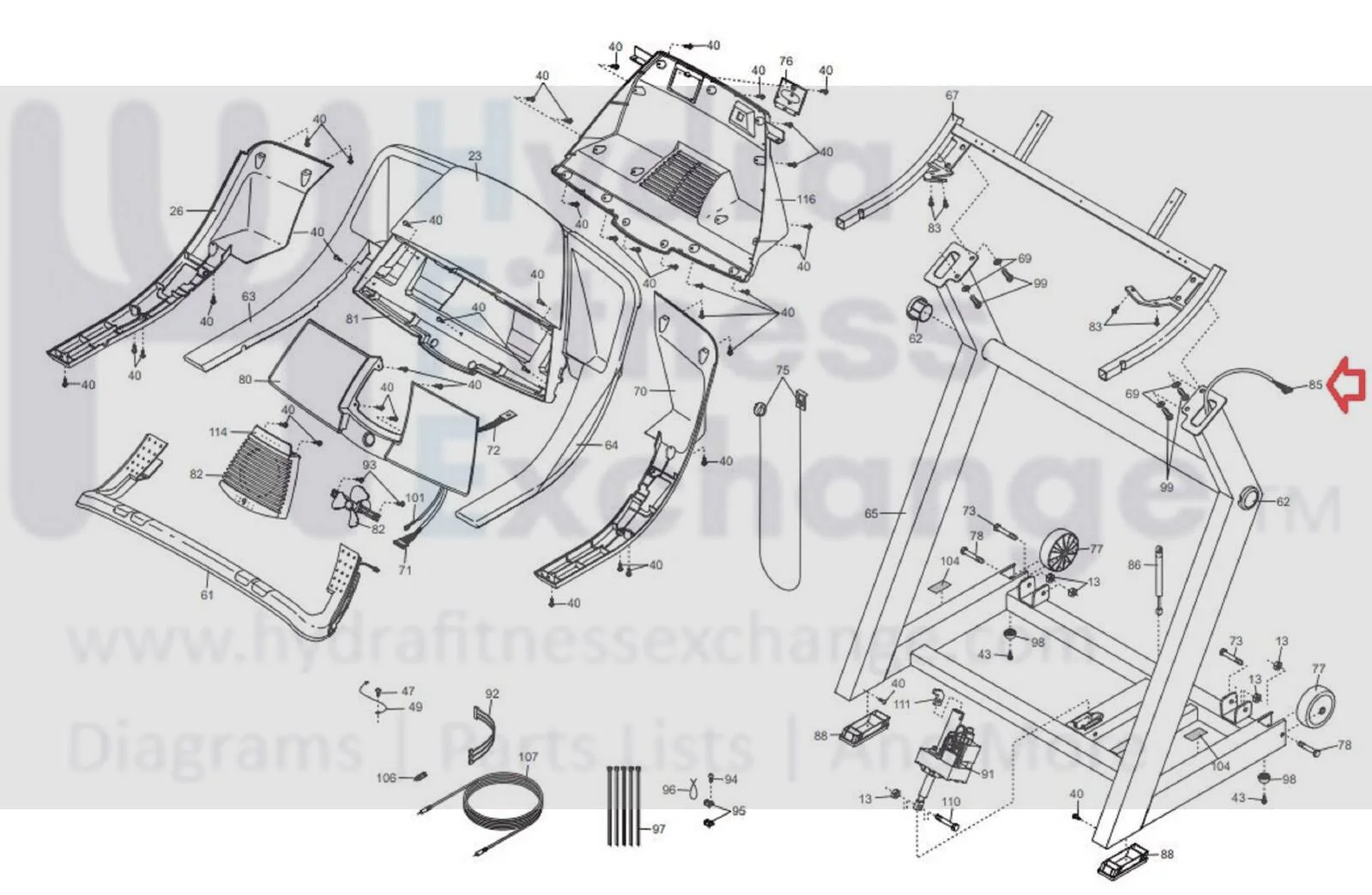 Proform Treadmill Upright Wire Harness MFR-E223791 or 208909 - Image 2
