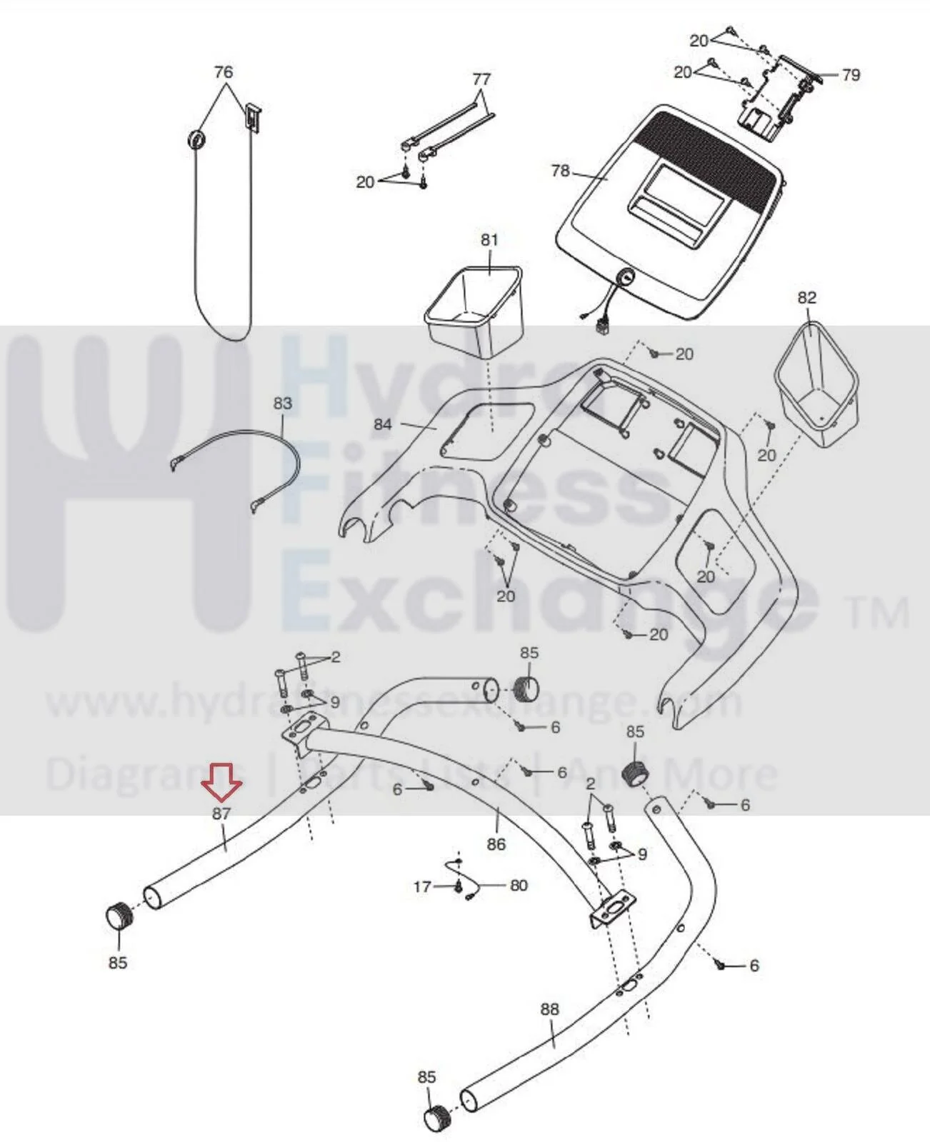 Proform XT70 Pftl050990 Pftl050991 PFTL080990 Treadmill Left Handrail 292077 - Image 3