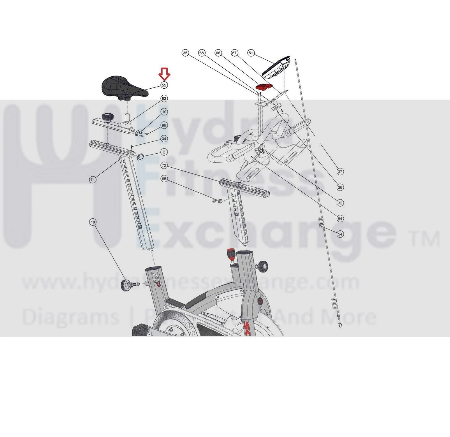 Schwinn 9-7300-QINTP0 Stationary Bike Full Black Saddle 718-6165 - Image 2