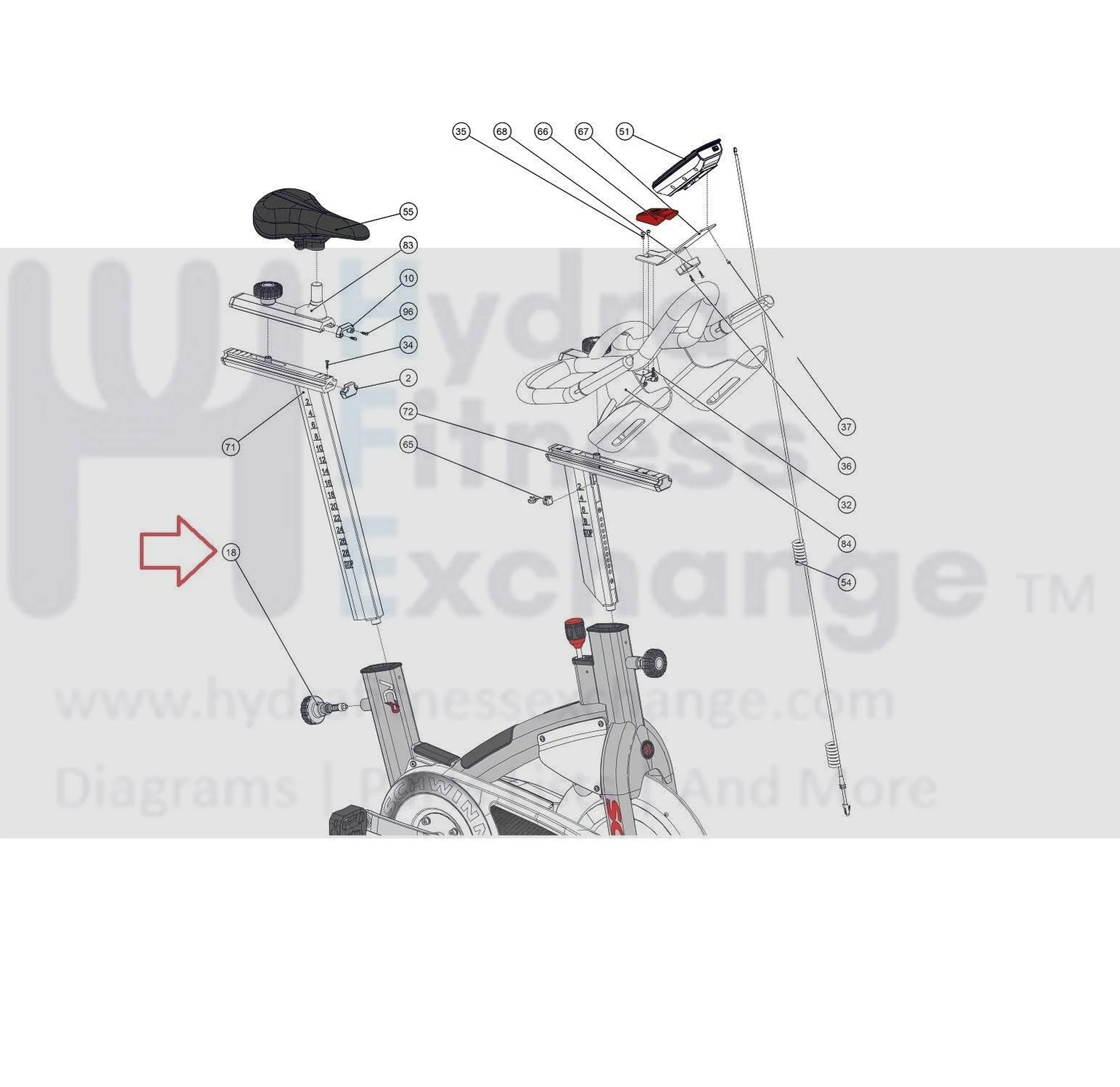 Schwinn 9-7300-QINTP0 Stationary Bike Long Pop Pin Knob Assembly 001-7345 - Image 3